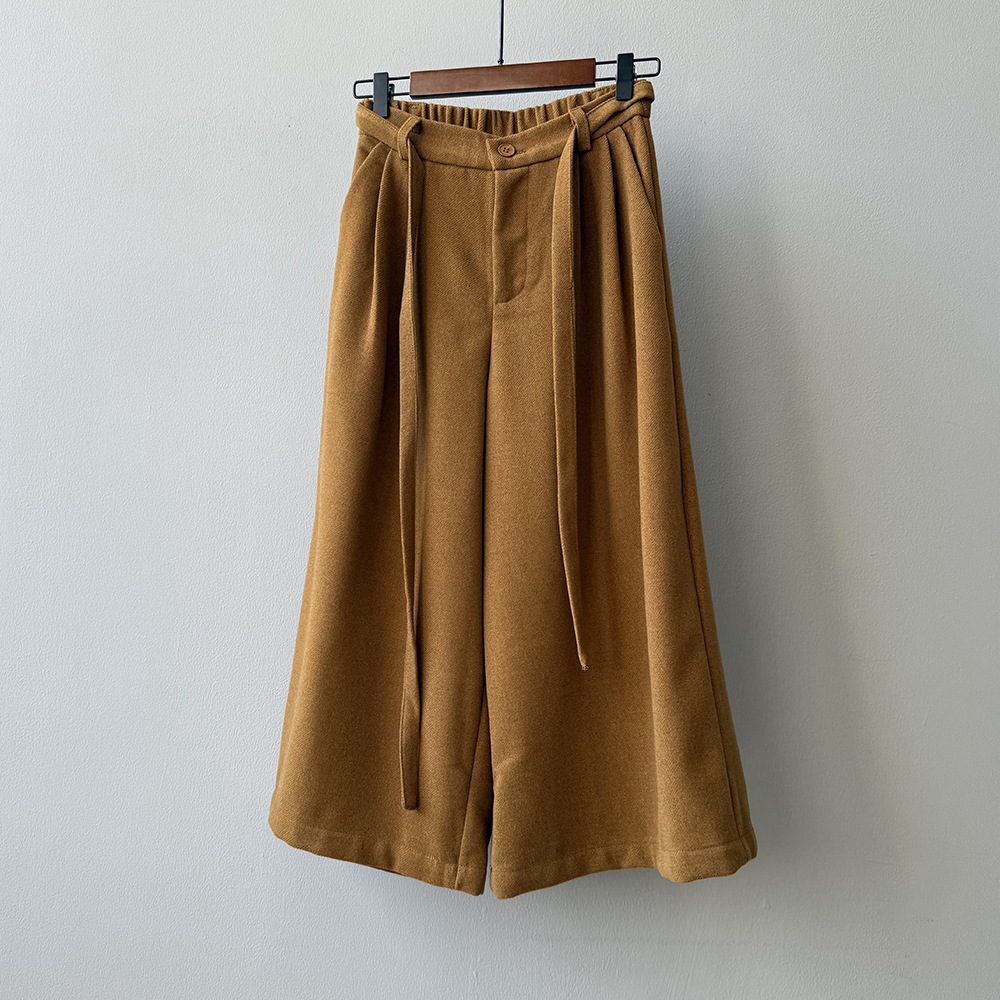 女士秋冬高腰高腰加厚七分闊腿褲