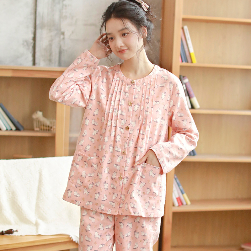 女士秋冬磨毛小狗印花居家服