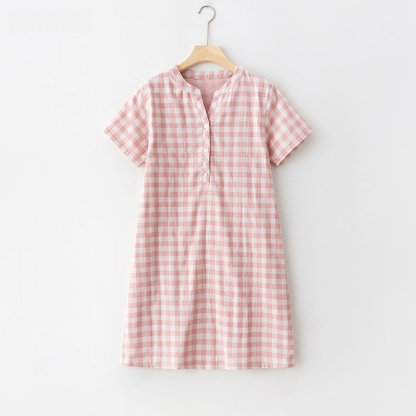 女款日系夏日短袖睡裙