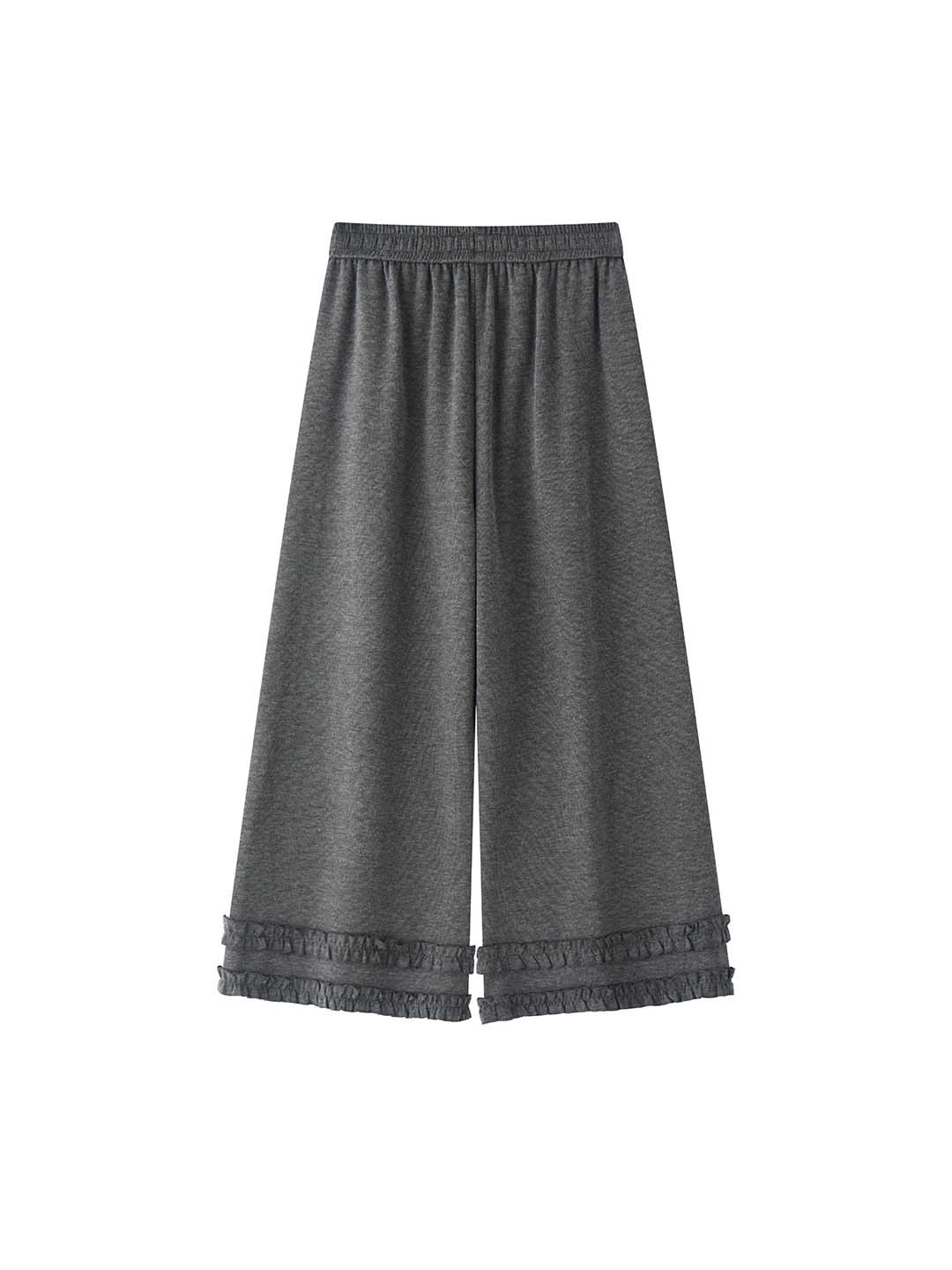 女士冬季高腰荷葉邊休閒褲