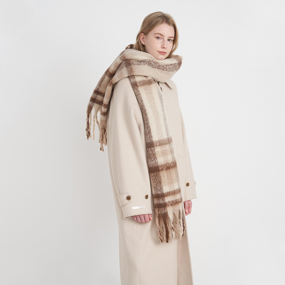 多色條紋格流蘇圍巾