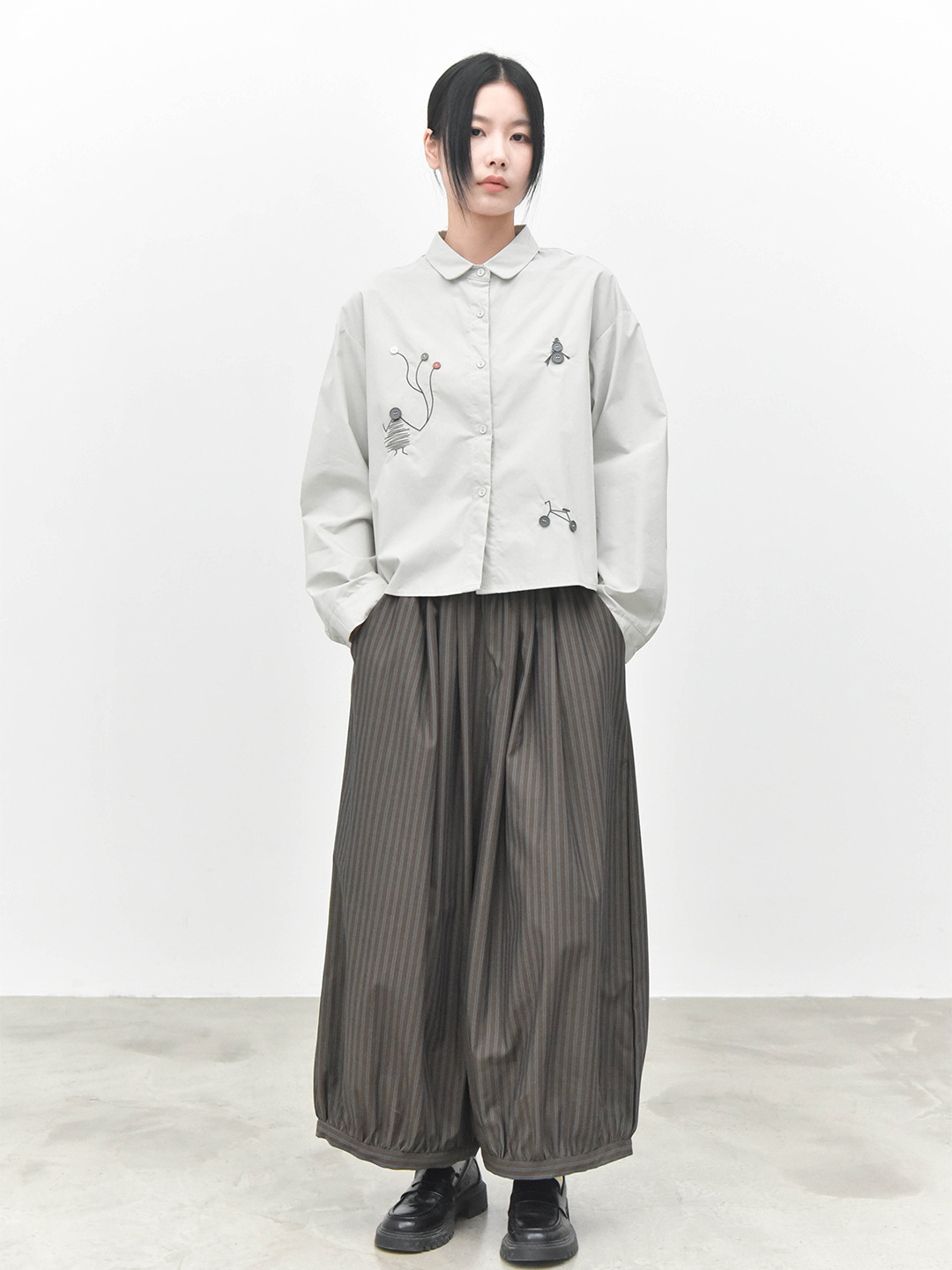 女童趣裝飾長袖襯衫