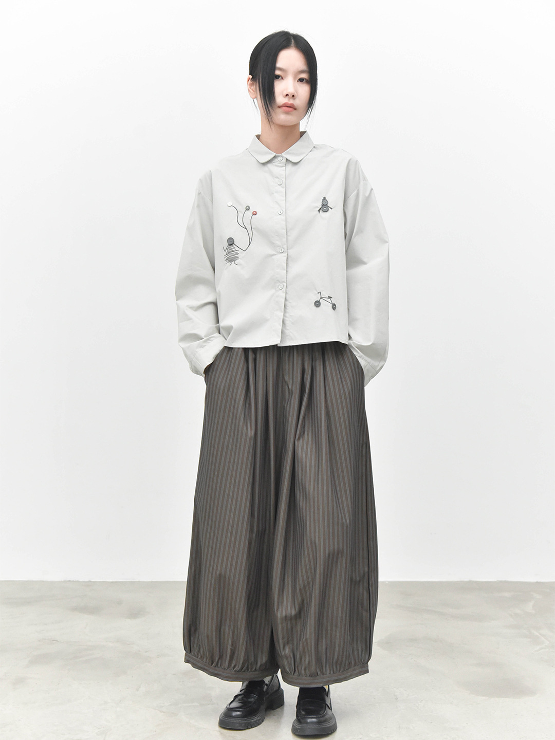 女童趣裝飾長袖襯衫