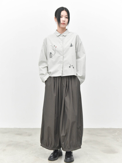 女童趣裝飾長袖襯衫