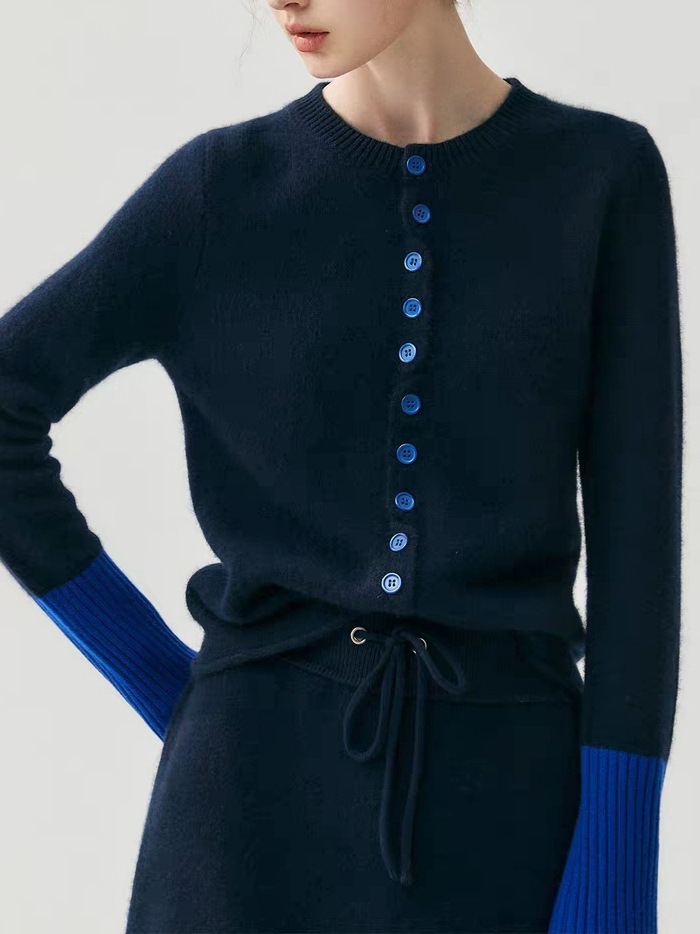 女士秋冬山羊絨色彩美學針織開衫