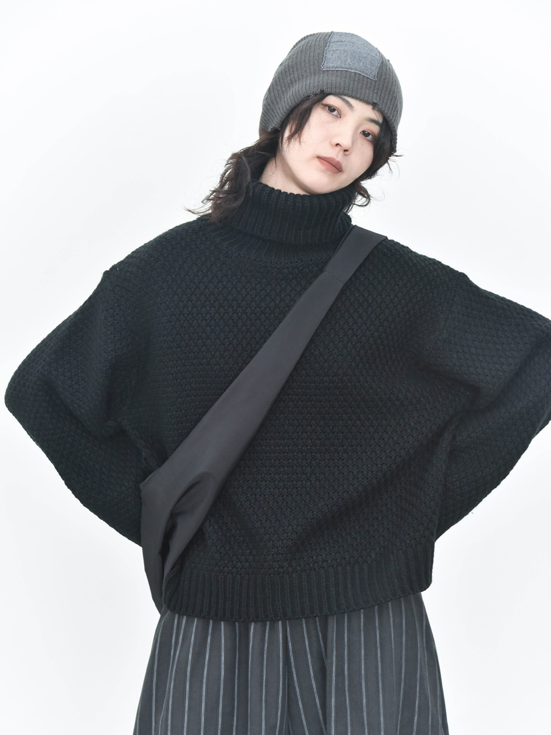 女士秋冬高領蜂窩形狀套頭毛衣