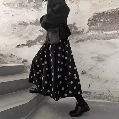 女士秋冬波點燈芯絨半身花苞裙