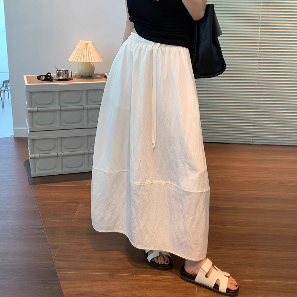 女春夏天絲白色花苞裙