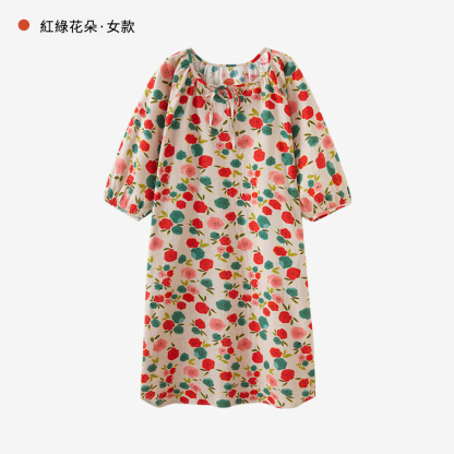 女款法式夏季七分袖純紗布可愛多睡裙