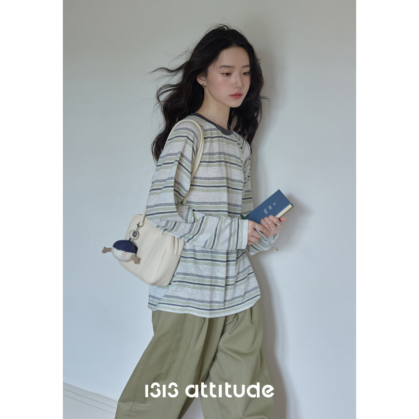 女春夏綠條紋防曬長袖T恤