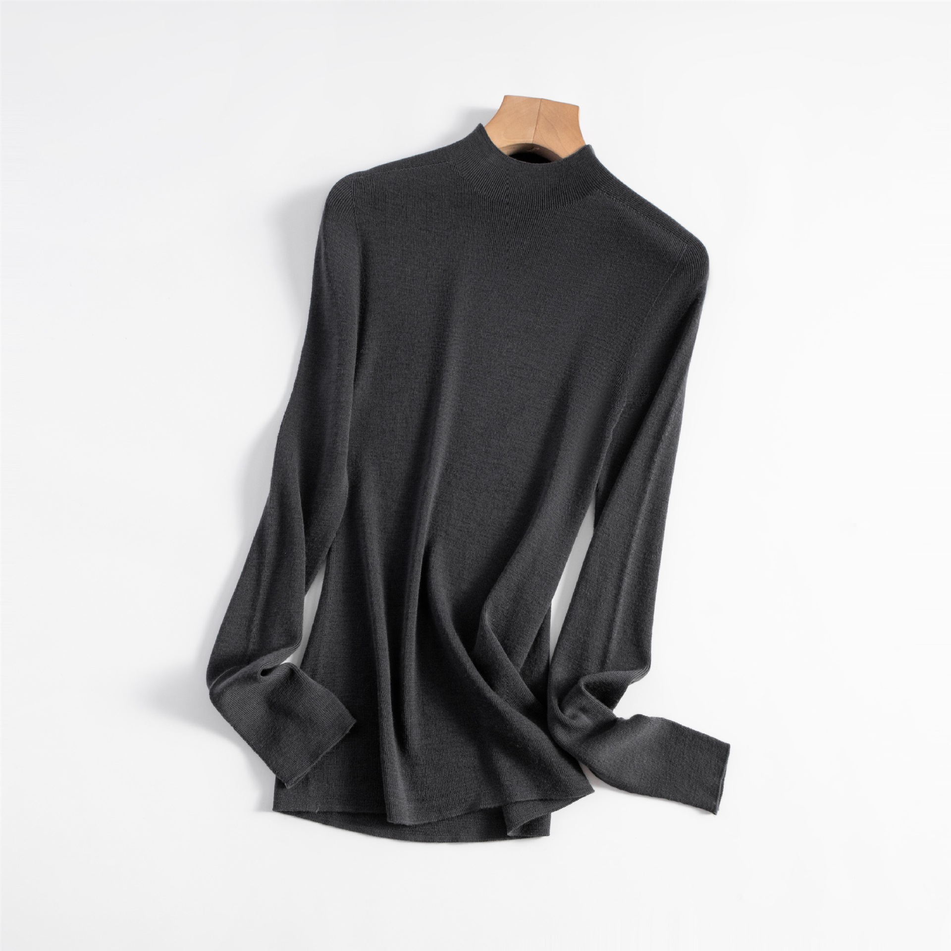 女士早秋無縫半高領100精仿羊毛打底衫