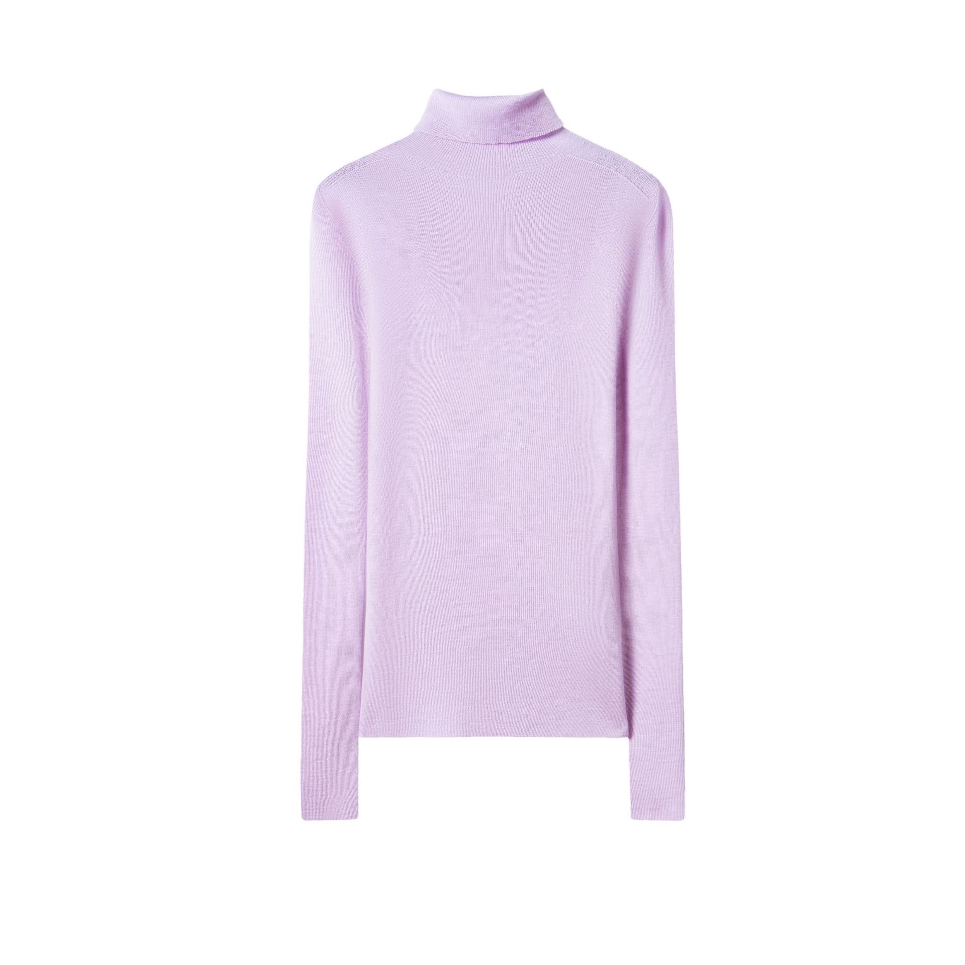 女士高領無縫揚子紗100羊毛衫