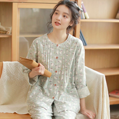 女士秋冬磨毛小狗印花居家服