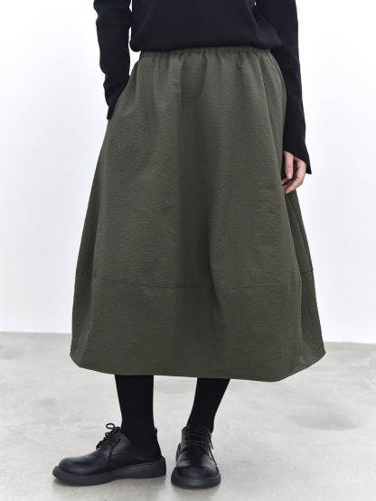 女士冬季立體感廓形夾棉花苞半身裙