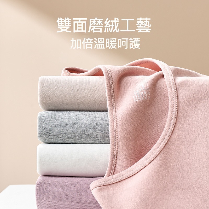 女士秋冬純棉磨毛圓領打底上衣