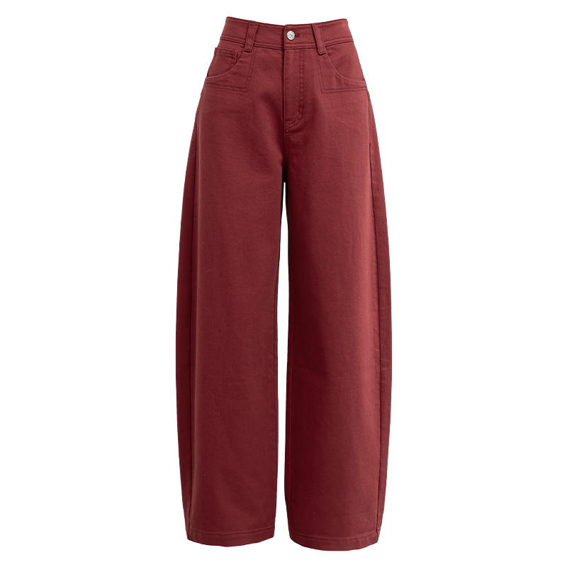 女春美式高腰直筒牛仔褲