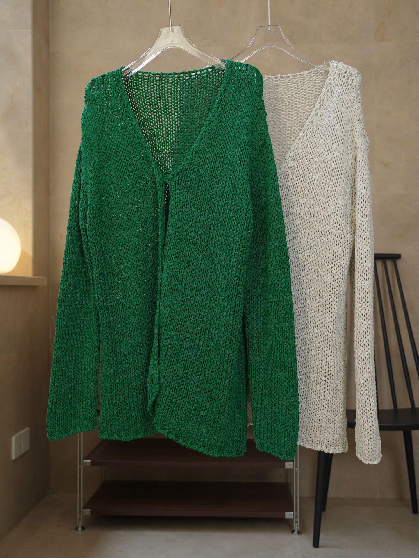 女士春秋V領針織開衫