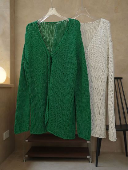 女士春秋V領針織開衫