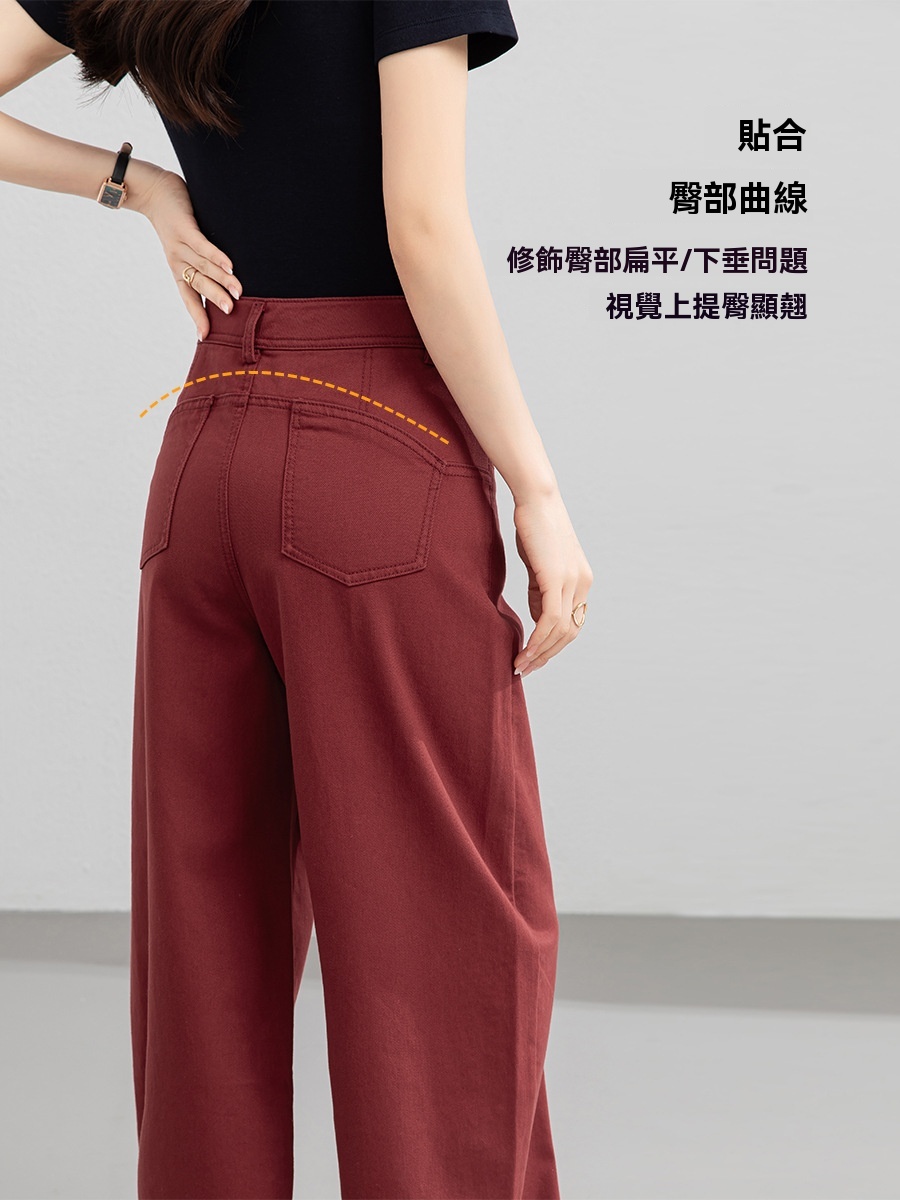女春美式高腰直筒牛仔褲