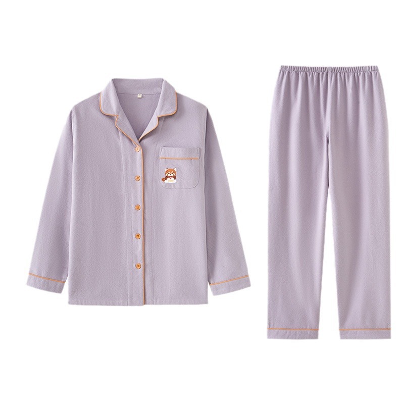 女士春秋純棉磨毛卡通長袖長褲居家服