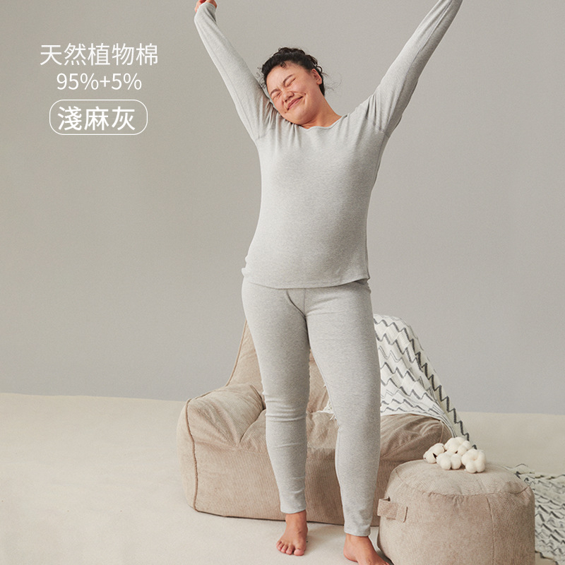 女士秋冬純棉舒絨加厚大碼秋衣秋褲套裝