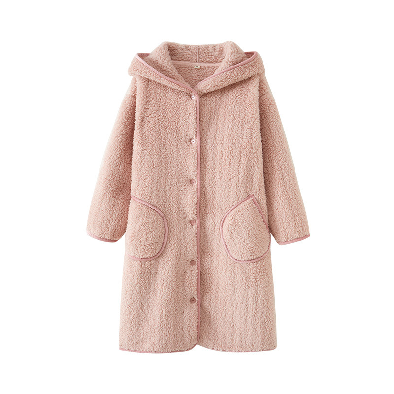 女款冬季加厚珊瑚絨睡袍