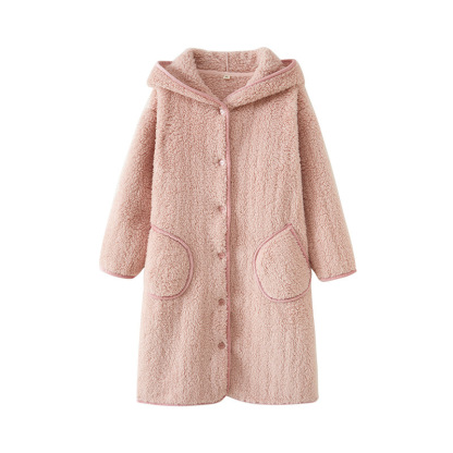 女款冬季加厚珊瑚絨睡袍