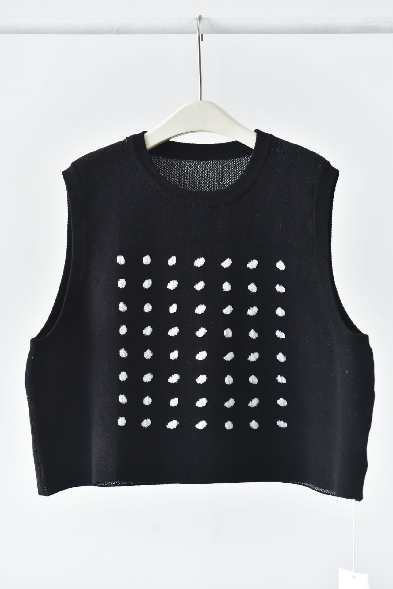 女士秋冬日式波點針織套頭馬甲