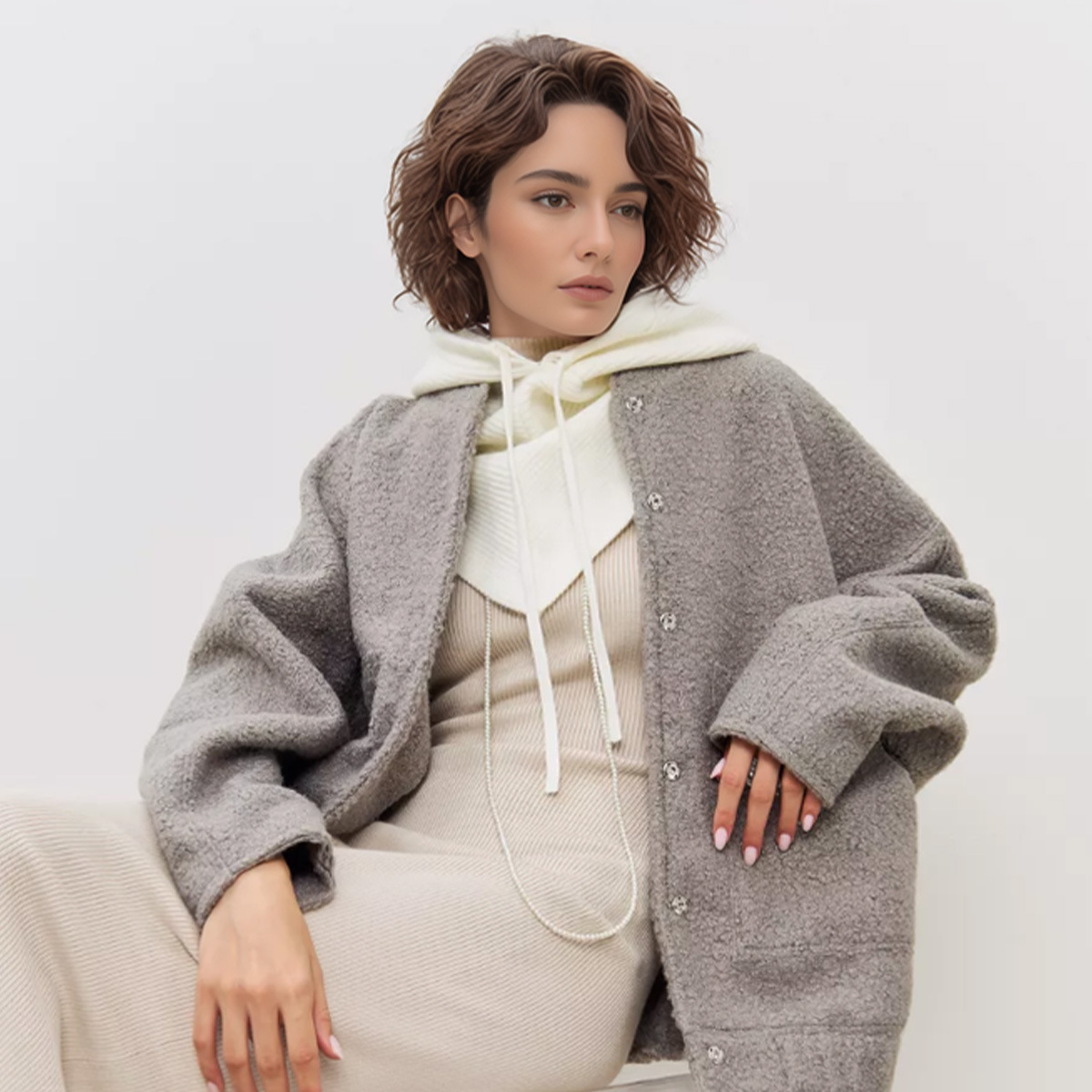 帽子圍巾一體兩用抽繩法帽