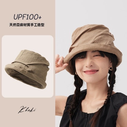 亞麻透氣卷邊短檐漁夫帽