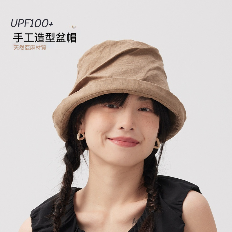 亞麻透氣卷邊短檐漁夫帽