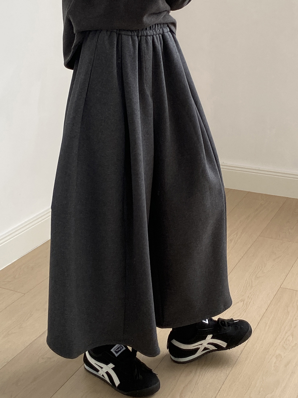 韓系秋冬鬆緊腰九分闊腿氣球褲