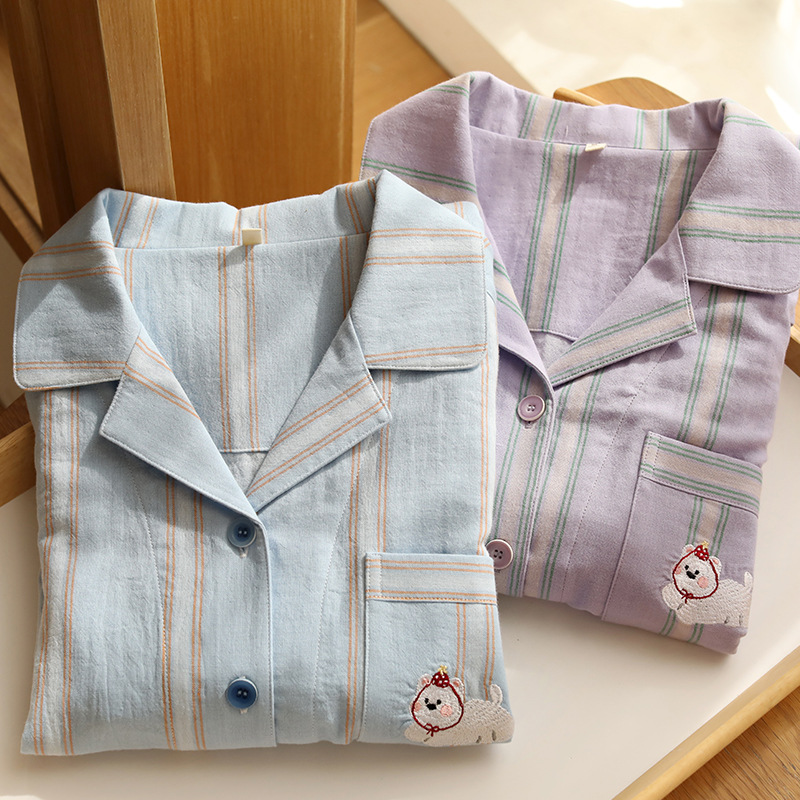 高級純棉棉紗簡約休閒家居服套裝情侶款