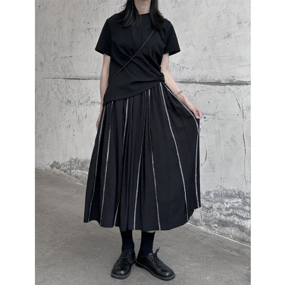 女士春秋不規則百褶半身裙