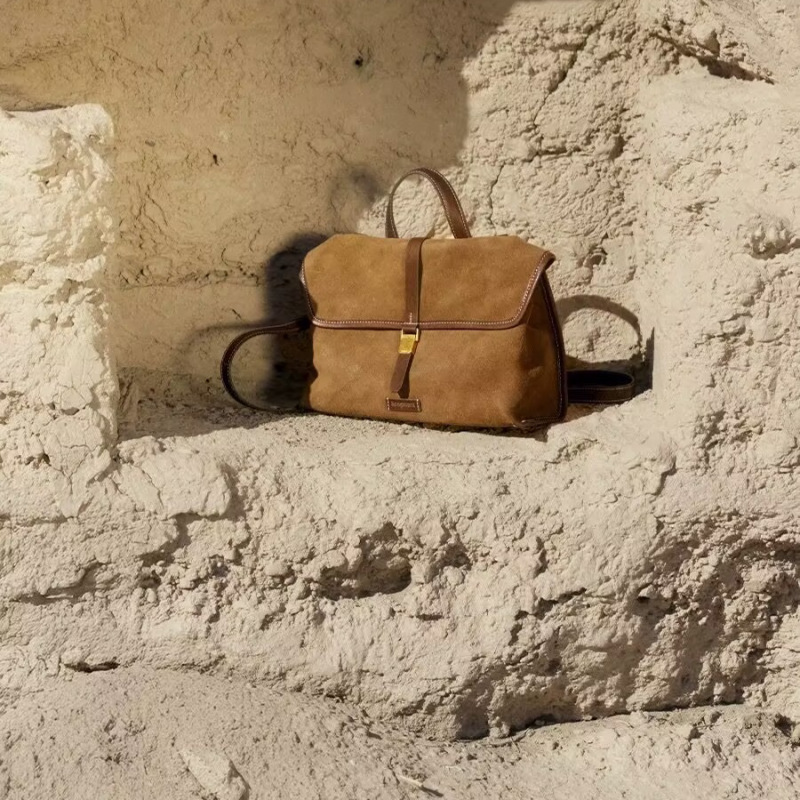 復古美拉德麂皮絨单肩斜挎包