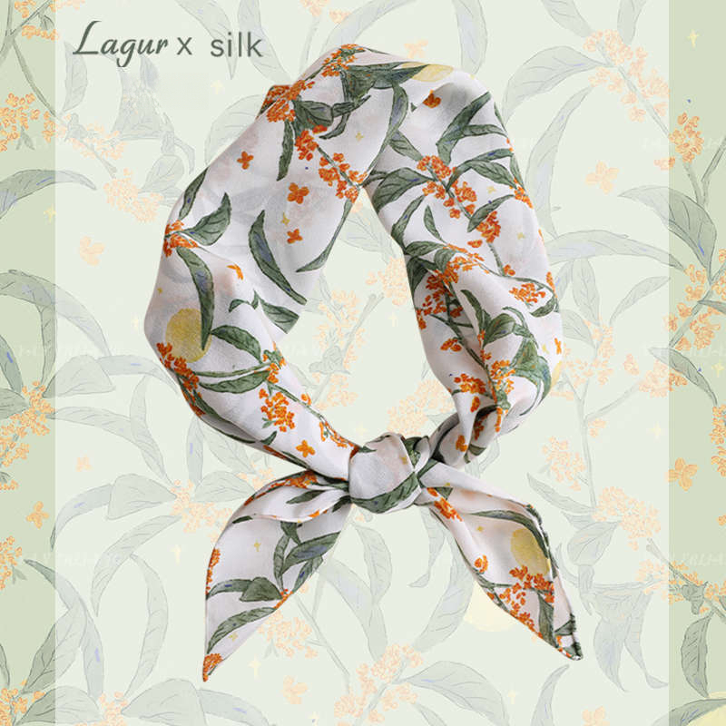 夜桂香100%桑蠶絲絲巾