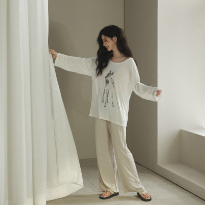 女春秋季莫代爾卡通家居服