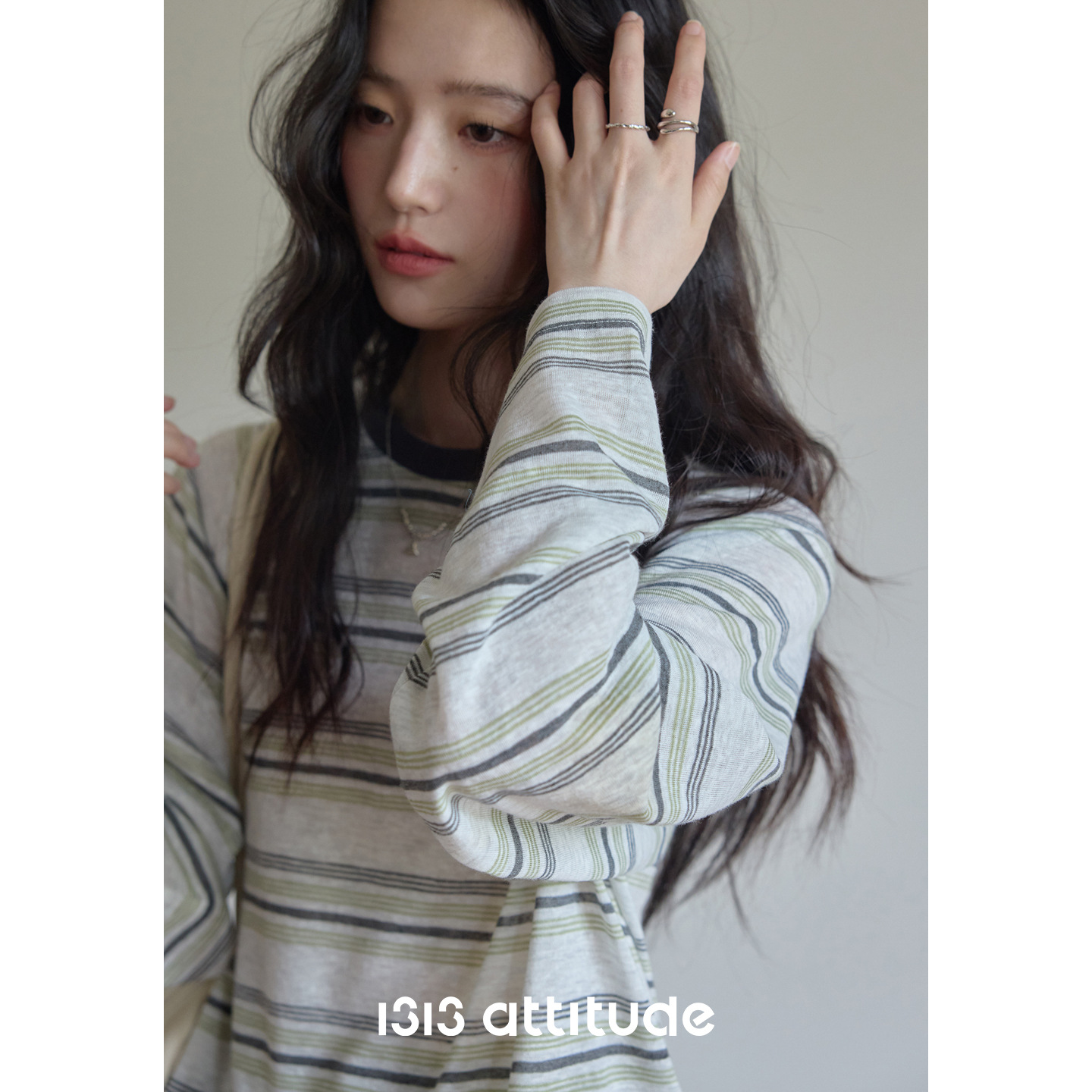 女春夏綠條紋防曬長袖T恤