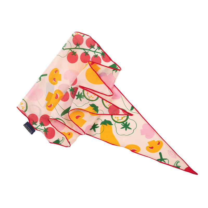 桑蠶絲蘋果集三角絲巾