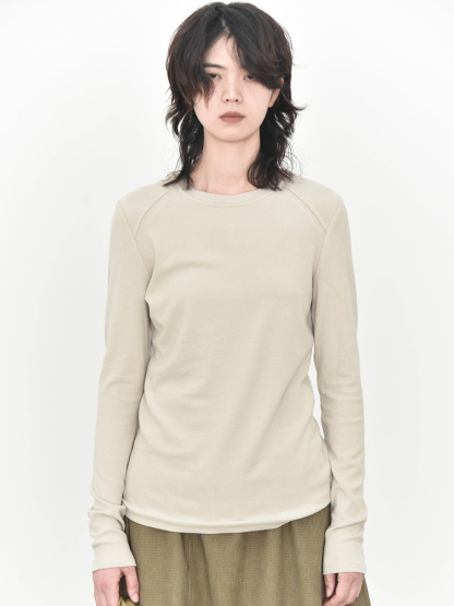 女士春秋軟糯幾件圓領拼縫插肩打底衫