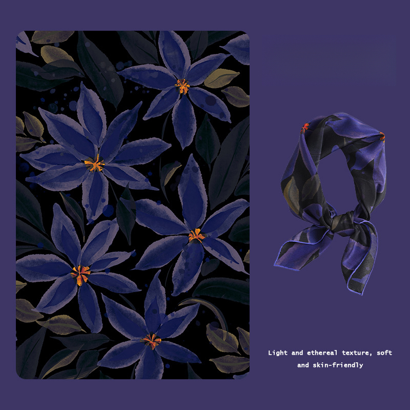 100%桑蠶絲神秘黑紫方巾