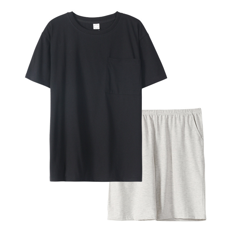 情侶款夏純棉短袖短褲開衫居家服