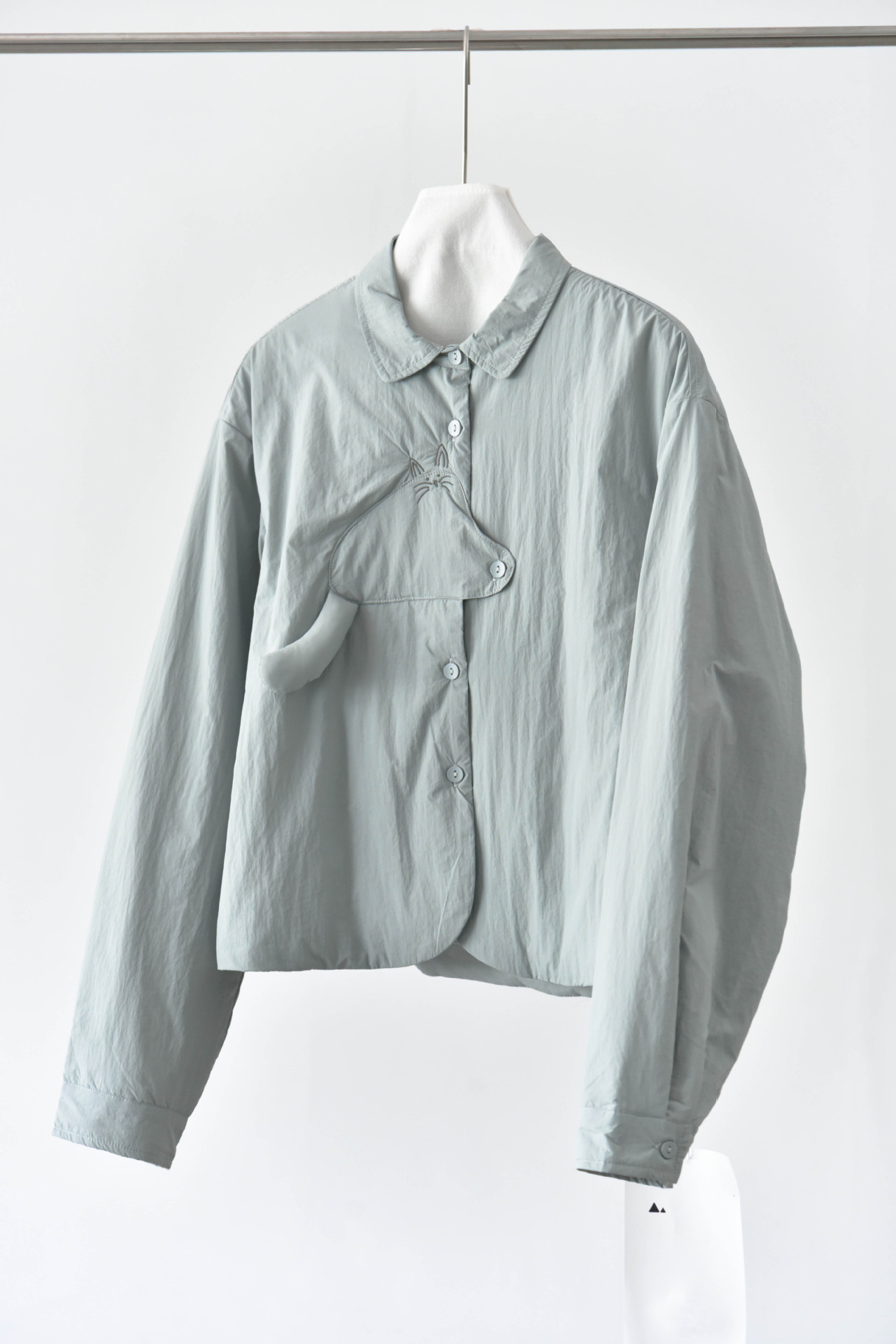 女士秋冬立體小貓尾巴充棉裝飾夾棉襯衫外套