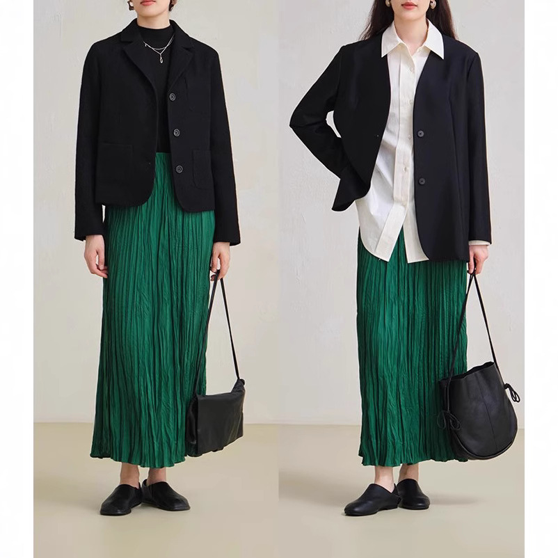 女士春秋綠野仙蹤手工捏褶半身裙