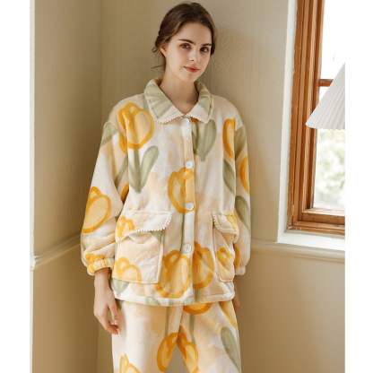 女士秋冬加绒加厚睡衣套装合集