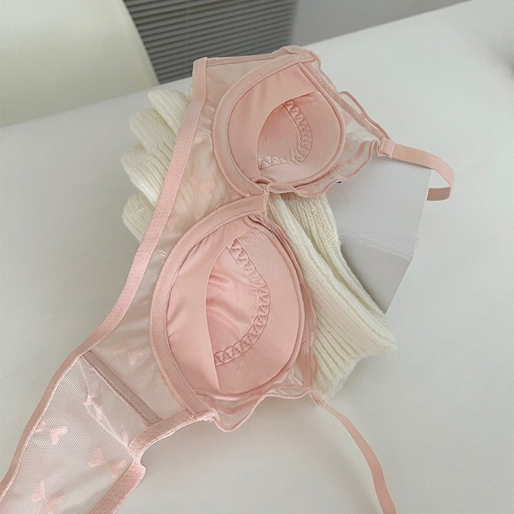 法式蕾絲無鋼圈小胸聚攏薄款內衣