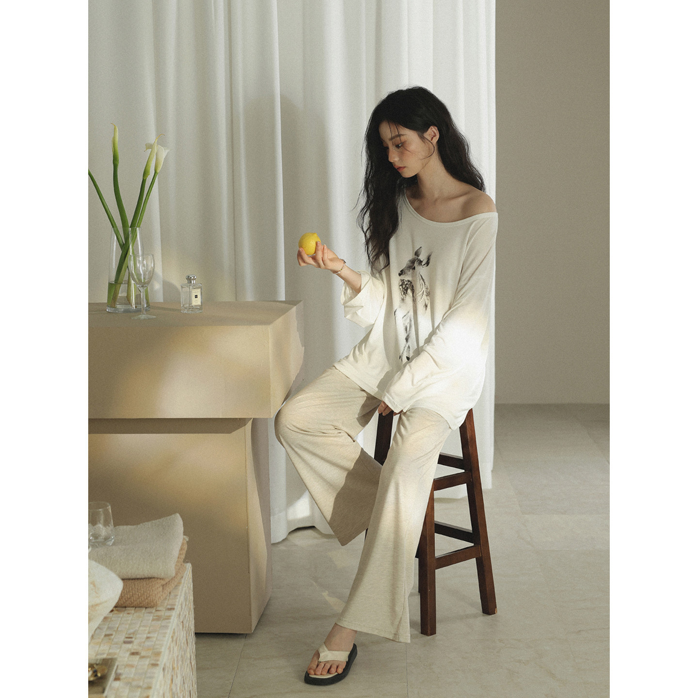 女春秋季莫代爾卡通家居服