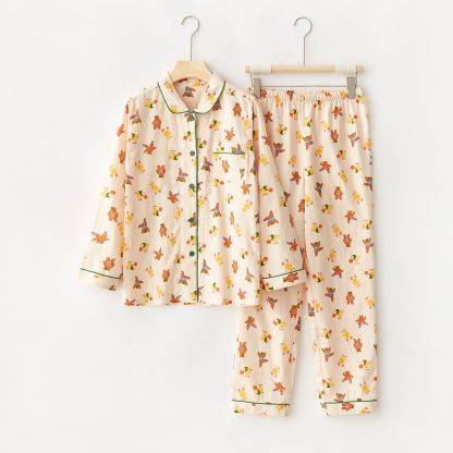 女士春秋純棉卡通睡衣套裝