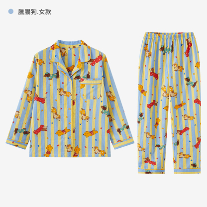 女士春秋純棉卡通睡衣套裝