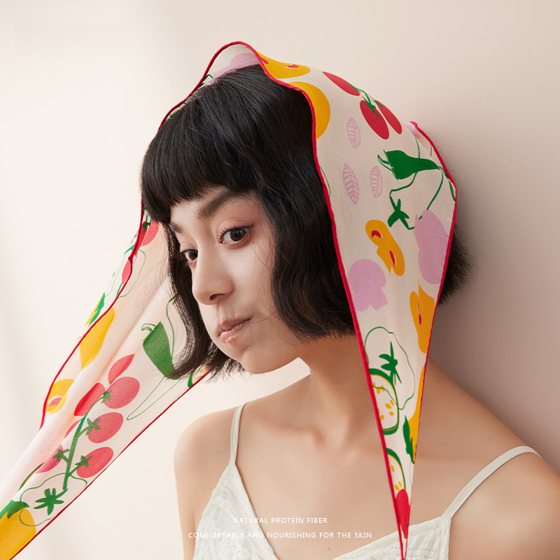 桑蠶絲蘋果集三角絲巾